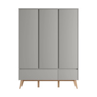 Pinio Swing 3-door wardrobe, grey