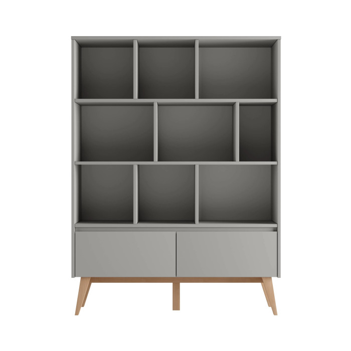 Pinio Swing wide bookcase, grey